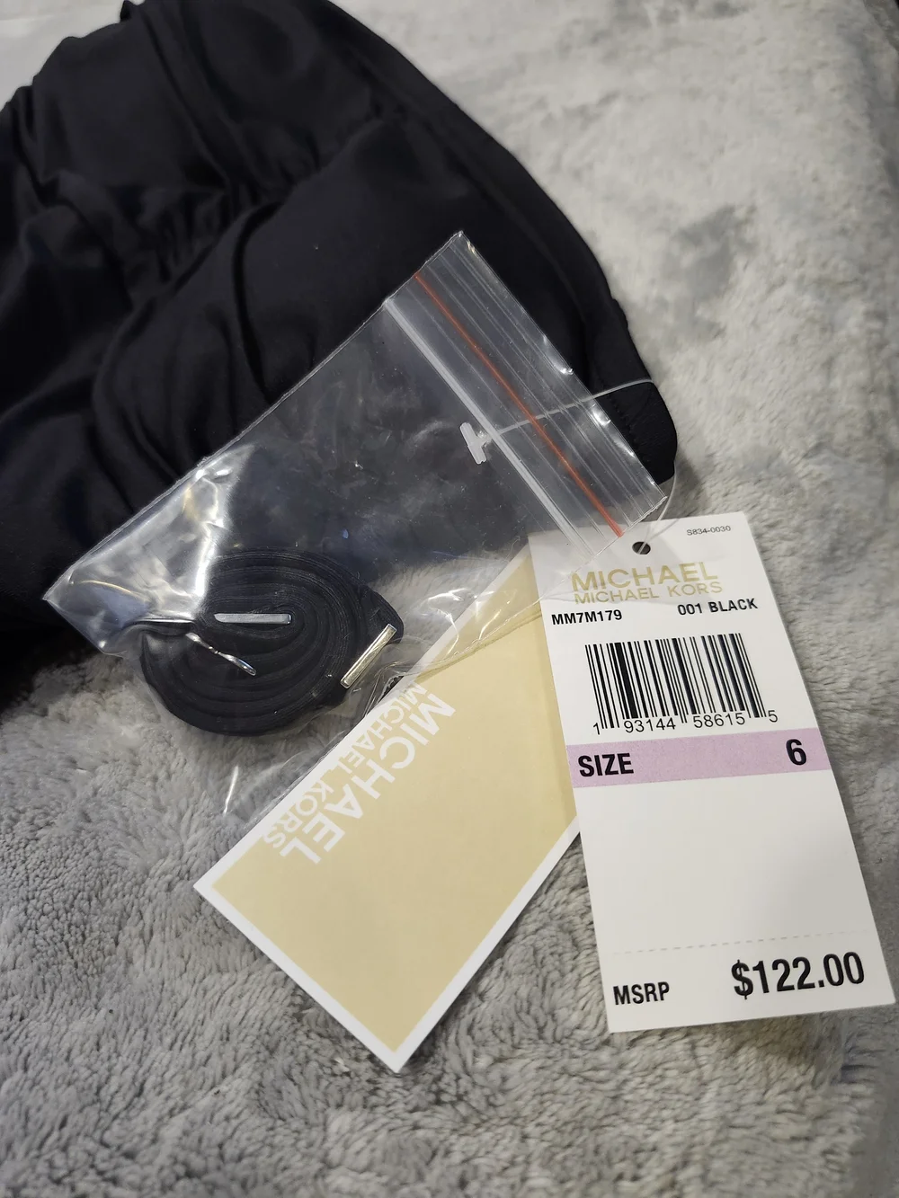 Michael Kors Black Shirred Bandeau One-Piece Swimsuit with Removable Halter